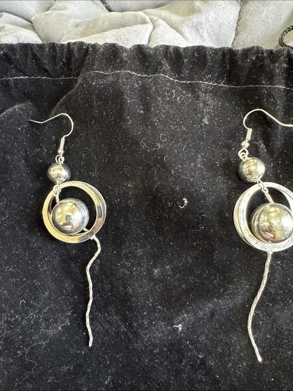 Silver Orb Drop Earrings - Elegant Women's Jewelry